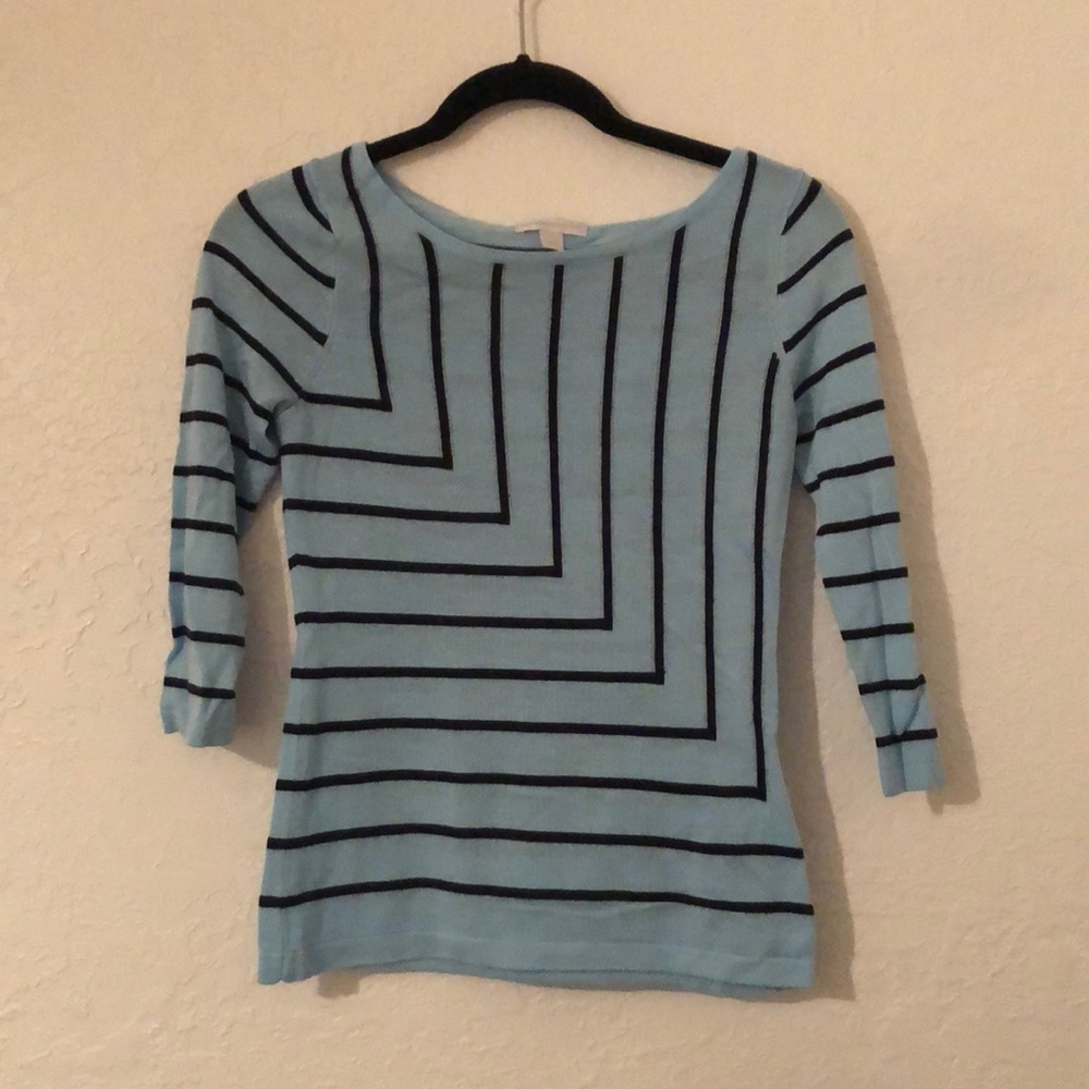New York & Company Blue with Black Striped shirt